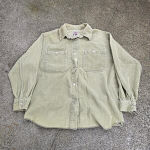 Vtg 90s Y2k UNION BAY Earthtone Cyber Grunge Skater Corduroy Button Up Shirt L